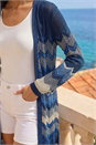 Blue Wave Chevron Longline Knit Cardigan , Image 4 of 5