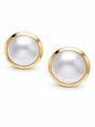 White Domed Pearl-Effect Statement Stud Earrings, Image 1 of 3