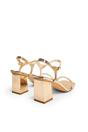 Gold Maryse Gold Pu Barely There Mid Block Heels, Image 3 of 4