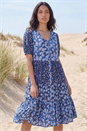 Navy  Floral Cotton Blend Tiered Smock Dress, Image 3 of 4