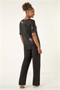Black Sequin Embellished V-Neck Top, Image 3 of 5