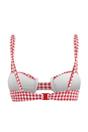 Multi Gingham Textured Padded Balconette Bikini Top with Front Detail, Image 2 of 2