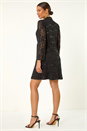 Black Sequin Lace Blazer Dress, Image 4 of 7