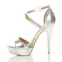 Silver AJVANI Silver High Heel Crossed Straps Platform Sandals, Image 3 of 6