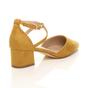 Yellow AJVANI Yellow Mid Block Heel Crossed Strap Pointed Toe 2 Part Heels, Image 4 of 6