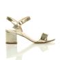Gold AJVANI Gold Mid Block Heel Strappy Sandals, Image 2 of 6