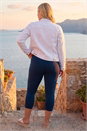 Navy  Curve Plain Elastic Waist Cropped Leggings, Image 3 of 4