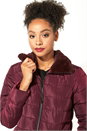 Wine Short Zip Through Padded Coat, Image 4 of 5
