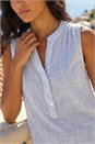 Light Blue  Stripe V-Neck Vest Top, Image 4 of 4