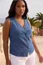 Blue Curve Denim Button Waistcoat, Image 1 of 4