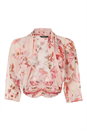 Light Pink Floral Print Chiffon Bolero, Image 4 of 4