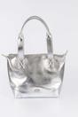 Silver Medium Metallic Faux Leather Tote Bag, Image 1 of 3