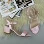 Light Pink Mid Block Heel Buckle Strappy Sandals, Image 4 of 6