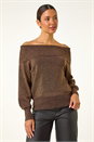 Bronze Bardot Sparkly Knit Jumper, Image 4 of 5
