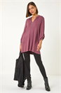 Mauve Ribbed Buttoned Stretch Shirt, Image 2 of 5