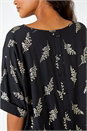 Black Metallic Floral Print Oversized T-Shirt, Image 5 of 5