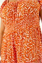 ORANGE Curve Shirred Printed Dress, Image 5 of 5