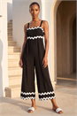 Black Ric Rac Strap Detail Jumpsuit, Image 1 of 4