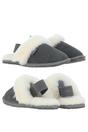 Grey Fenland England Grey Real Sheepskin Slippers with Heel Strap, Image 2 of 3