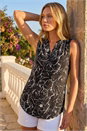 Black Floral Print Stretch Vest, Image 2 of 4