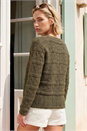 KHAKI Pointelle Knit Cardigan, Image 3 of 4