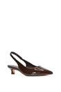 Brown XY LONDON Brown 'Jenny' Pointed Toe Low Kitten Heel Slingback Pumps, Image 2 of 6