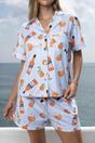 Sky Blue The Night Store Sky Blue Spritz Cotton Pyjama Short Set, Image 9 of 10