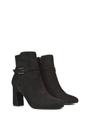 Black 'Mary' Block Mid High Heel Shoe Booties With Buckle Strap, Image 4 of 6