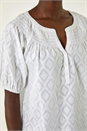 Ivory  Shirred Neck Textured Top, Image 5 of 5
