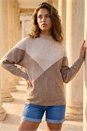 Beige Colour Block Soft Knit Jumper, Image 1 of 4