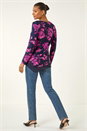 PINK Floral Jacquard Chiffon Hem Top, Image 3 of 5