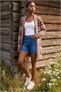 Burgundy Petite Aztec Longline Cardigan, Image 1 of 4