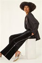 Black Velvet Diamante Side Trim Trouser, Image 2 of 5