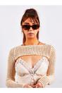 Brown SVNX Brown Angular Frame Cat Eye Sunglasses, Image 7 of 7