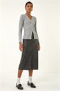 Black Coated Midi Pencil Skirt, Image 3 of 5
