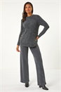 Black Button Detail Curved Hem Jumper, Image 3 of 5