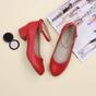 Red AJVANI Red Low Block Heel Ankle Strap Court Shoes, Image 4 of 6