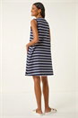 Navy  Stripe Jersey A-Line Stretch Dress, Image 3 of 5