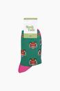 Green Tiger Faces Bamboo Socks in Green, Image 4 of 4