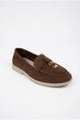 Brown iKrush Brown Camille Womens Suede Padlock Charm Loafers, Image 3 of 4