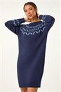 Navy  Chevron Print Jumper Dress, Image 2 of 5