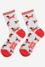 Grey Sausage Dog Christmas Robins Bamboo Socks, Image 2 of 5