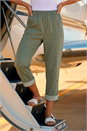 Khaki Contrast Detail Cropped Stretch Trouser, Image 2 of 4