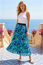 Multi  Abstract Print Pleated Skirt, Image 2 of 4
