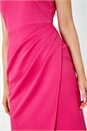 Pink Premium Stretch Gathered Ruched Wrap Dress, Image 5 of 5