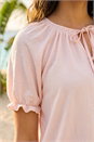 Light Pink Tie Front Frill Sleeve Top, Image 4 of 4
