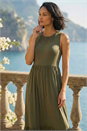 KHAKI Dusk Tiered Stretch Midi Dress , Image 2 of 4