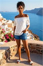 Ivory  Lace Detail Bardot Top, Image 2 of 4