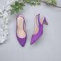 Purple AJVANI Purple Mid Heel Slingback Pointed Toe Court Shoes, Image 4 of 6
