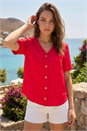 Red Petite Button Through Blouse, Image 1 of 4